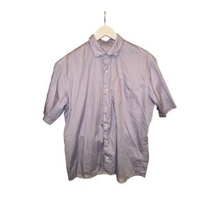 Peter Millar Mens XL Short Sleeve Button Down Shirt Blue Geometric Print Casual